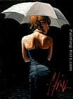 Fabian Perez Famous Paintings - Woman with White Umbrella